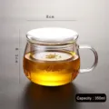 350ml heat-resistant borosilicate glass tea infuser mug with lid and handle - 350ml / 350ml Yuanqu 3-piece Cup