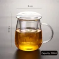 500ml premium high borosilicate glass tea cup with infuser and lid, SKU variant - 500ml / 500ml Mushroom Cup
