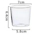 High borosilicate glass juice cup with 7cm top diameter and 6.4cm height dimensions - Small Cup/Lid / 150ML