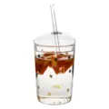 Vaso creativo de vidrio transparente con pajita, tapa y elegante diseño de estrellas - Con tapa y pajita / Estrella