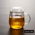 400ml high borosilicate glass tea cup with removable infuser and lid for home brewing - 400ml / 400ml Mushroom Cup