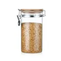 Airtight high borosilicate glass storage jar with bamboo lid and metal clamp lock - 1300ML