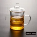 350ml high borosilicate glass tea cup with infuser and lid for brewing loose tea - 350ml Bamboo Section 3-piece Cup