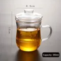 Premium 350ml heat-resistant glass tea mug with infuser and lid for loose leaf tea - 350ml Body-shaped 3-piece Cup