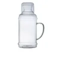Elegant transparent retro glass cold water pitcher with handle and matching glass cup lid - 2000ml