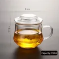 Clear high borosilicate glass tea cup with infuser and lid 350ml capacity size - 350ml Straw Hat 3-piece Cup