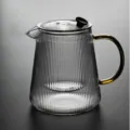 Théière en verre résistant à la chaleur avec poignée ambre et texture nervurée - L