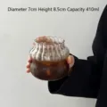 Ribbed glass coffee cup with 410ml capacity, 7cm diameter and 8.5cm height. - 410ml