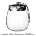 Grande barattolo di vetro borosilicato da 1000ml con coperchio decorativo floreale - 1000ml (Tondo)