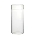 Tall cylindrical transparent glass storage jar with matching lid for organization - 1150ml