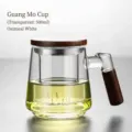 500ml clear borosilicate glass tea cup with wooden lid and handle - Standard Liner Cup / 500ml / Clear