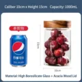 1000ml glass storage jar with acacia wood lid for kitchen food organization - 10*15cm 1000ml Spiral Port (75/Box)
