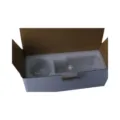 Japanese minimalist fluted glass cup and lid set in protective shockproof foam packaging - Striped Large / EPE Foam Packaging