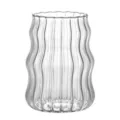 Eleganter gerippter Glasbecher im Wolkendesign für Milch und Kaffeespezialitäten - 500ml / Gestreifter Einzelbecher