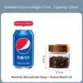 Tarro de cristal de borosilicato de 100 ml con tapa de madera de acacia para granos de café - Puerto Espiral de 6.5*5.5cm 100ml (200/Caja)