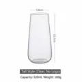 520ml tall minimalist transparent borosilicate glass cup for water milk and coffee - 520ml / 平光杯高款