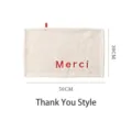 French style embroidered absorbent hand towel with Merci text 30x50cm size white color - 30x50cm / White (Merci Style/Red Letters)