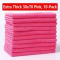Set di 10 asciugamani in microfibra rosa spessa per salone e pulizia, misura 30x70 cm - 30x30cm (300gsm) / Rosa