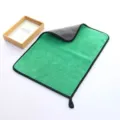 Thickened green double-sided microfiber cleaning cloth for car and kitchen with hanging loop - 20*30cm / Grey Green