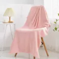 Asciugamano da bagno di lusso in pile corallo rosa con trama a nido d'ape morbida - 140*70cm / rosa ciliegia