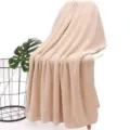 Morbido asciugamano da bagno in pile corallo albicocca con trama a griglia - 140*70cm / Cammello