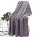 Asciugamano da bagno viola in pile corallo con trama a nido d'ape - 140*70cm / Grigio