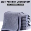 Absorbent double-layer coral fleece cleaning cloth with hanging loop for kitchen use - 400g Overlocked Style / Gray