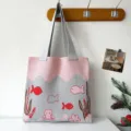 Leuke roze en grijze gebreide schoudertas met schattig cartoon zeedier patroon voor dames - Roze