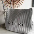 Large capacity grey fly-knit pleated tote bag with DIEKE letter design for women - One Size / Gray