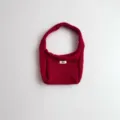 Minimalist red knitted handbag with cute egg tag for autumn and winter - 19*14 / Red