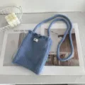 Stylish blue handmade crochet small crossbody bag for mobile phone and small essentials - Light Blue