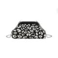 Stylish black and white leopard print cloud pouch bag with elegant silver chain strap - Metal Chain Style (Jiakoubao Leopard Chain) / Black and White Leopard Print