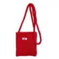 Mini sac à bandoulière rouge tricoté à la main pour téléphone avec longue sangle tissée - Rouge