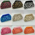 Collectie stijlvolle gebreide clutch-tassen met luipaardprint in diverse kleuren - Clutch stijl (beugeltas met luipaardprint) / Zwart Geel