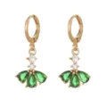 Elegant gold-plated copper drop earrings with green zirconia in ballet skirt style - Ballet Girl Earrings (10408) / Earrings Only
