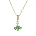 Elegant ballet girl green skirt pendant necklace with sparkling zircons and gold chain - Ballet Girl Pendant (10408-With Stainless Steel Chain) / Pendant (With Chain)