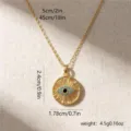 Detailed gold plated rotatable Evil Eye pendant necklace showing exact size and weight - Sun Disc Evil Eye Rotatable Style (80209)