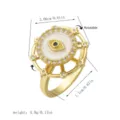 Rotatable gold-plated Evil Eye ring with zircon paving and adjustable open band design. - White Rotating Eye Style (80382)