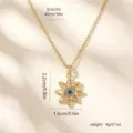 Gold plated rotatable evil eye sun pendant necklace with dimension and weight info - Octagonal Star Evil Eye Rotatable Style (80211)