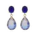 Elegant gradient blue crystal teardrop earrings in gold-tone setting for wedding - Earrings (10029) / Deep Blue Gradient