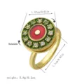 Creative rotatable gold-plated Evil Eye ring with red enamel and cubic zirconia inlays - Red And Green Rotating Disk Style (80389)