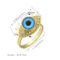 Rotatable evil eye ring with gold plating and sparkling zircons for women jewelry - Blue Rotating Spiked Eye Style (80417)