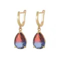 Vintage gradient waterdrop earrings with gold hoop and cubic zirconia - Earrings (11681) / 11681-Red and Blue