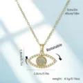 Rotatable gold-plated Evil Eye pendant necklace with crystal accents and blue pupil - Round Rhinestone Evil Eye Rotatable Style (80380)