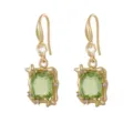 Elegant gold finish drop earrings featuring square light green zircon crystal stones - Earrings / Apple Green