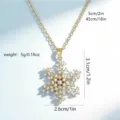 Gold-plated snowflake pendant necklace with cubic zirconia and detailed size markers - Rotatable Snowflake Style (80289)