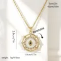 Rotatable gold-plated Evil Eye pendant necklace with detailed size and weight measurements - White Shield Evil Eye Rotatable Style (80382)