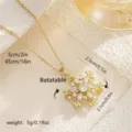 Elegant gold rotatable snowflake pendant necklace featuring sparkling zircon crystals - Rotatable Snowflake Style (80470)