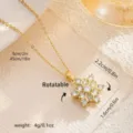 Gold rotatable snowflake pendant necklace featuring sparkling cubic zirconia stones - Rotatable Snowflake Style (80471)