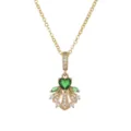 Collier pendentif danseuse dorée avec zircon cœur vert et pierres scintillantes. - Pendentif Danseuse (10410-Avec Chaîne en Acier Inoxydable)